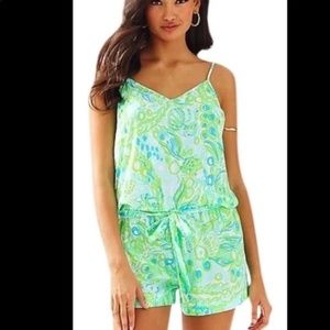 Lilly Pulitzer Deanna Tank Top Romper in Any Fins Possible